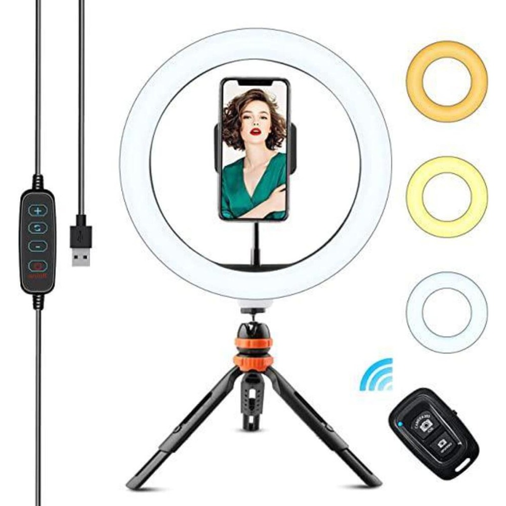 NIB-Ring Light 10in  LED Selfie Ring Light with Tripod & Wireless Remote Control
